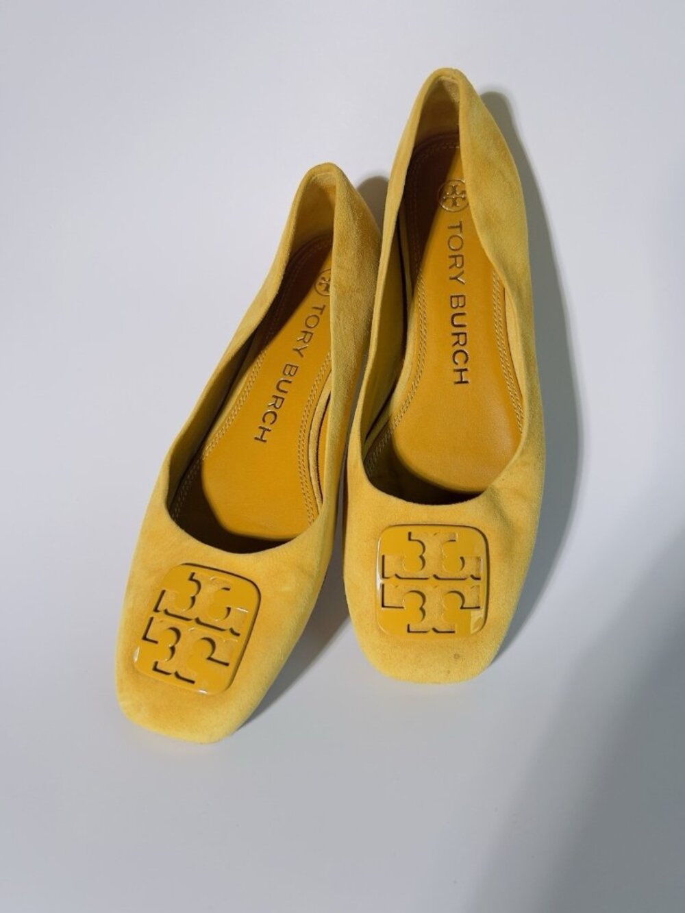 Tory Burch Georgina Suede Ballet Flats Yellow Mustard Size 6.5 M
